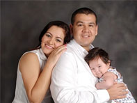 Husband, wife and baby.  Apply for marriage immigration.